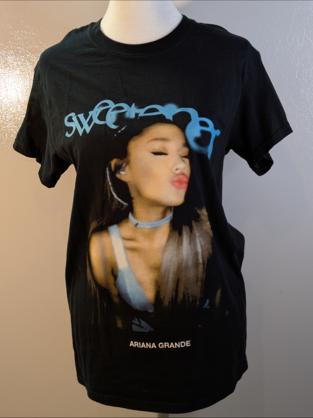 Ariana Grande Black Tee with Light Blue Graphic